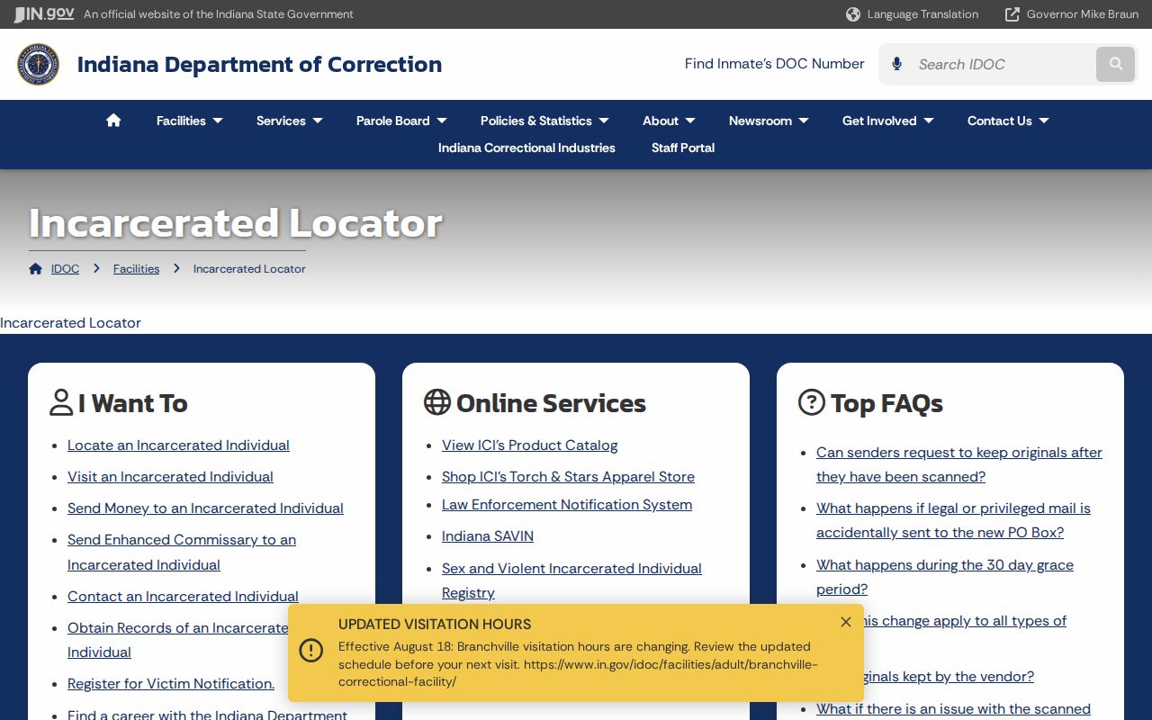 Indiana DOC offender locator for sentenced Starke County arrest records